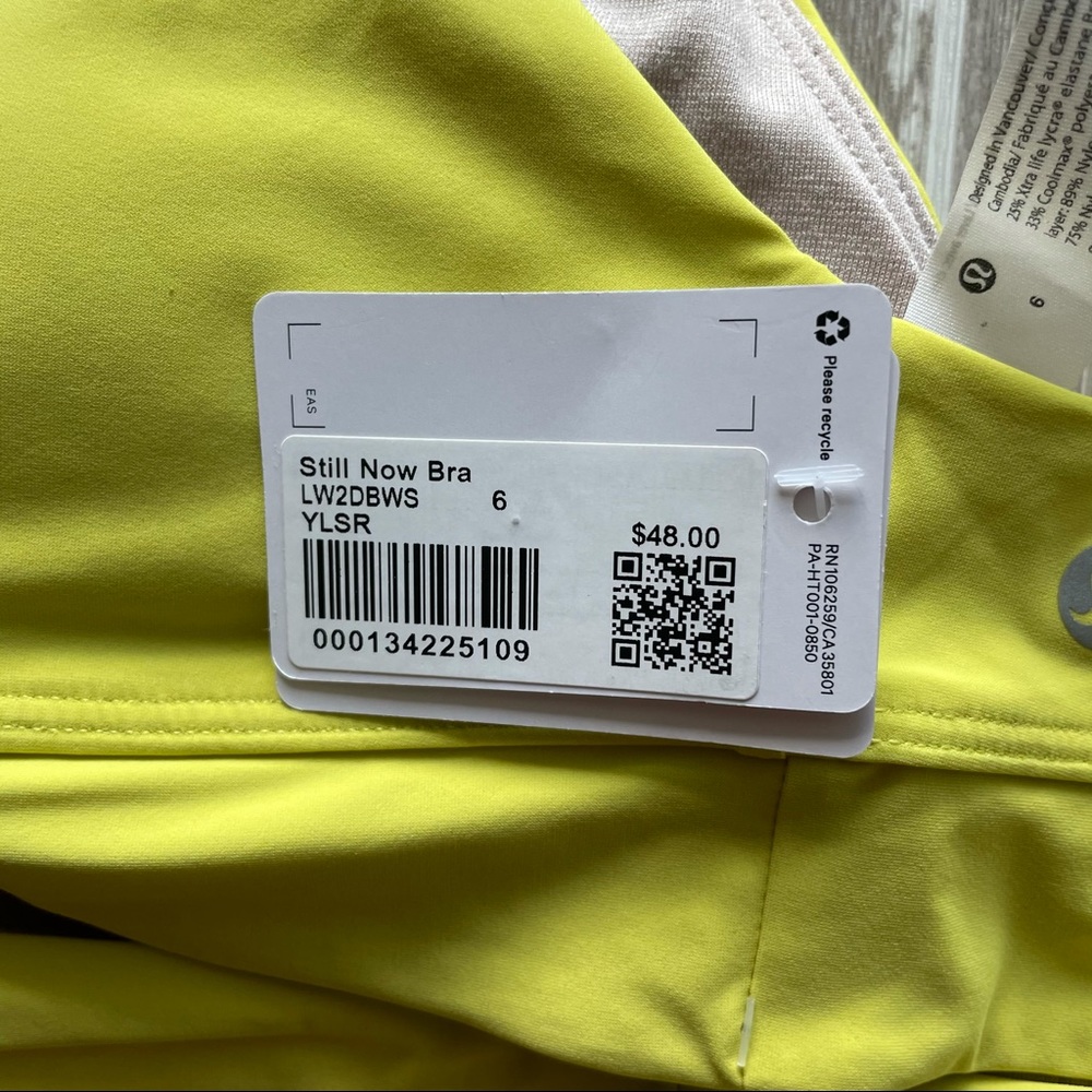 Sold Lululemon Still Now Bra - Yellow Serpentine - Picture 7 of 8